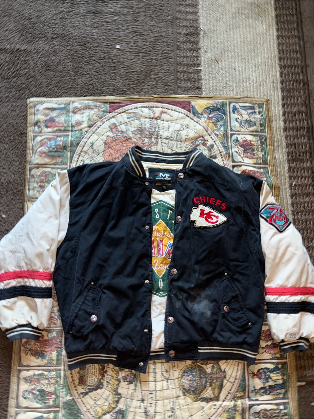 NFL Kansas City Chiefs Black & White Varsity Jacket